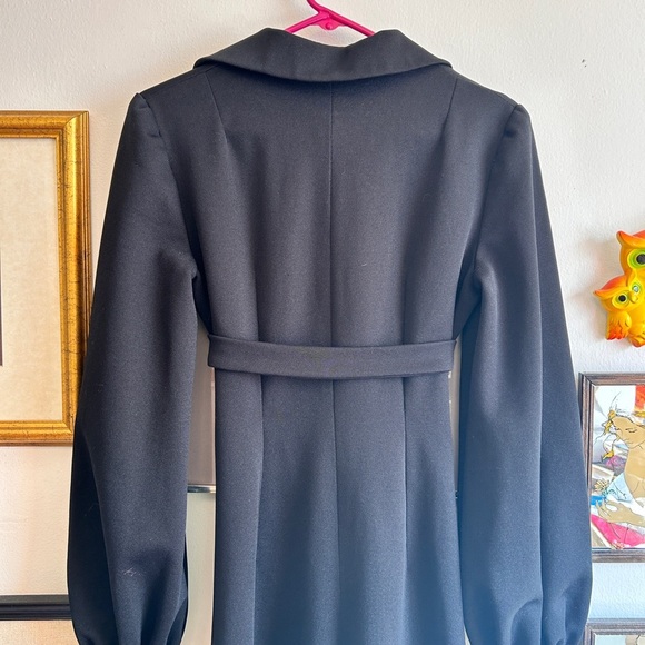 Vintage 1970s Black Knit Wide-Leg Jumpsuit - Bishop Sleeves, Belted Waist - Picture 6 of 8